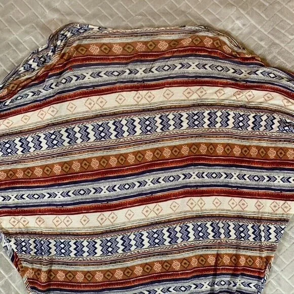 Womens Large Lightweight Cardigan Shirt Open Front Colorful Aztec Geometric - Picture 12 of 12